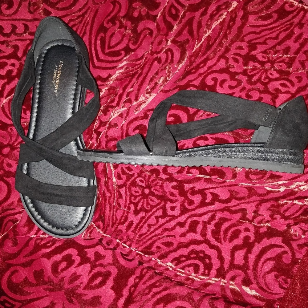 Cloudwalkers NEW Black 10 Wide Espadrilles Sandals Cloud Walkers NIB